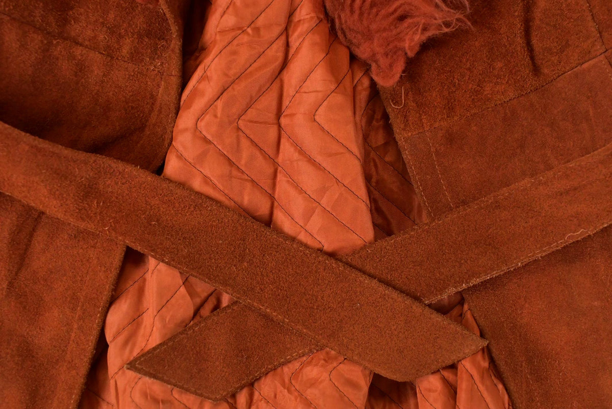 Vintage 1970s Suede Leather Faux Fur Penny Lane Style Coat Women's Small from propervintagecanada