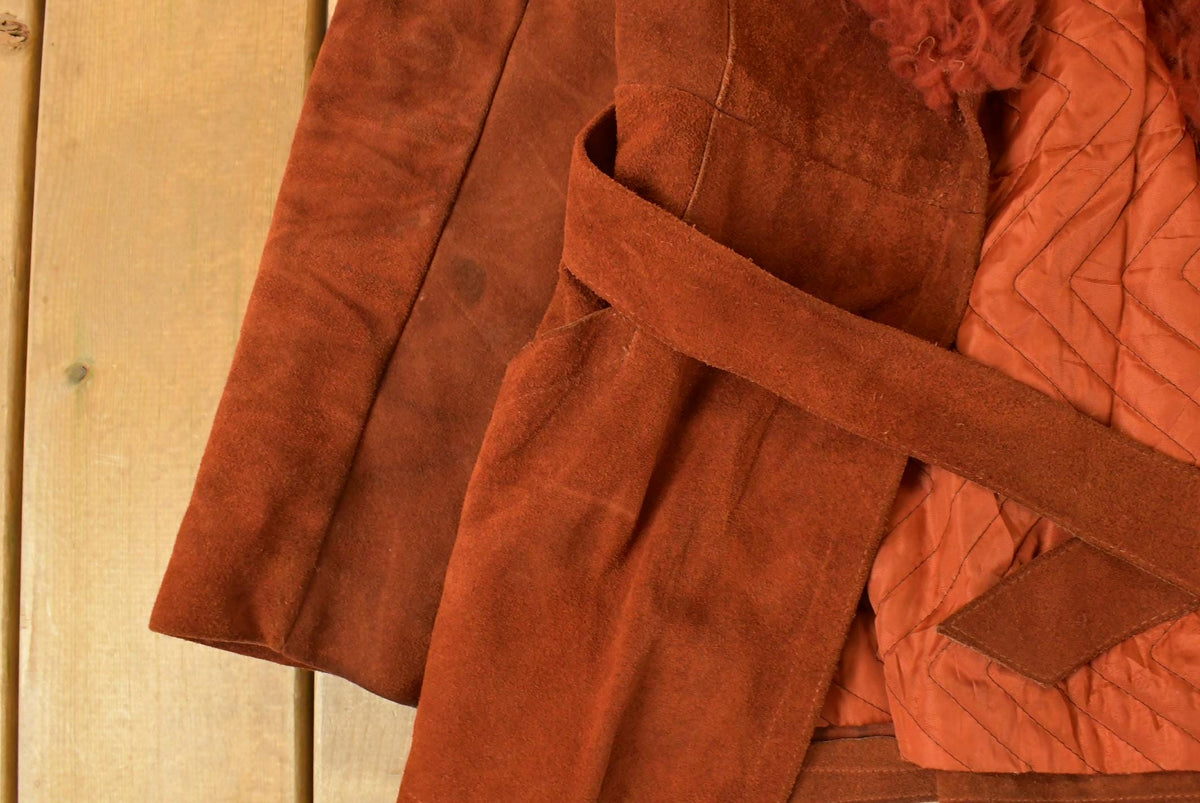 Vintage 1970s Suede Leather Faux Fur Penny Lane Style Coat Women's Small from propervintagecanada