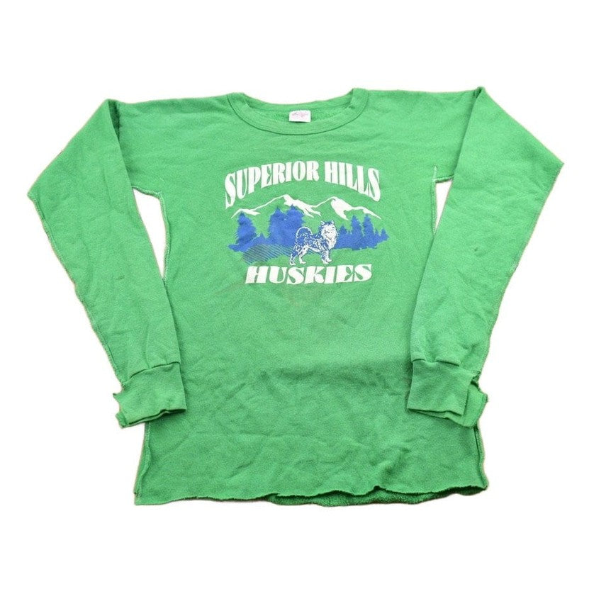 Vintage 1970s Superior Hills Huskies Crewneck Sweatshirt Men's XS from propervintagecanada