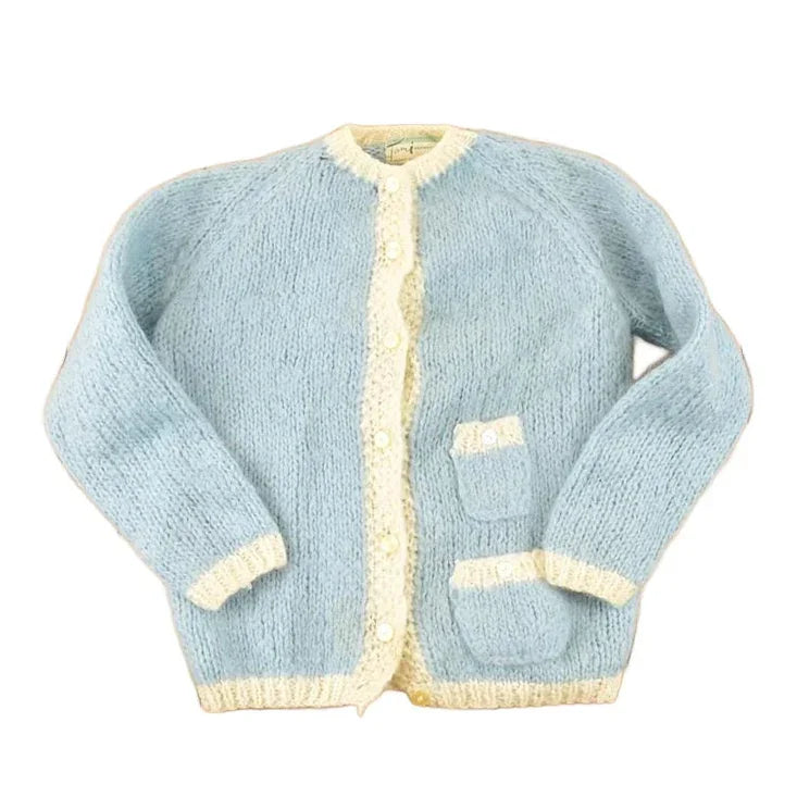 Vintage 1970s Tami Hand Knit Abstract Knit Cardigan Sweater Women's M from propervintagecanada