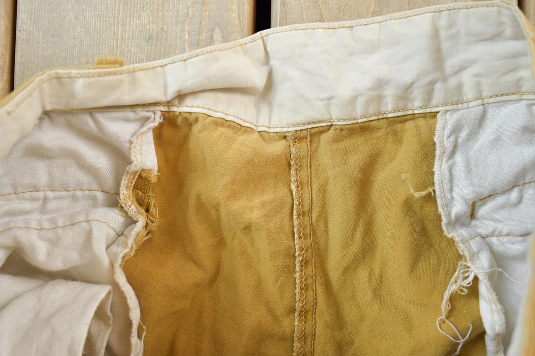 Vintage 1970s Tan Denim Work Jeans Men's 34 x 25 from propervintagecanada