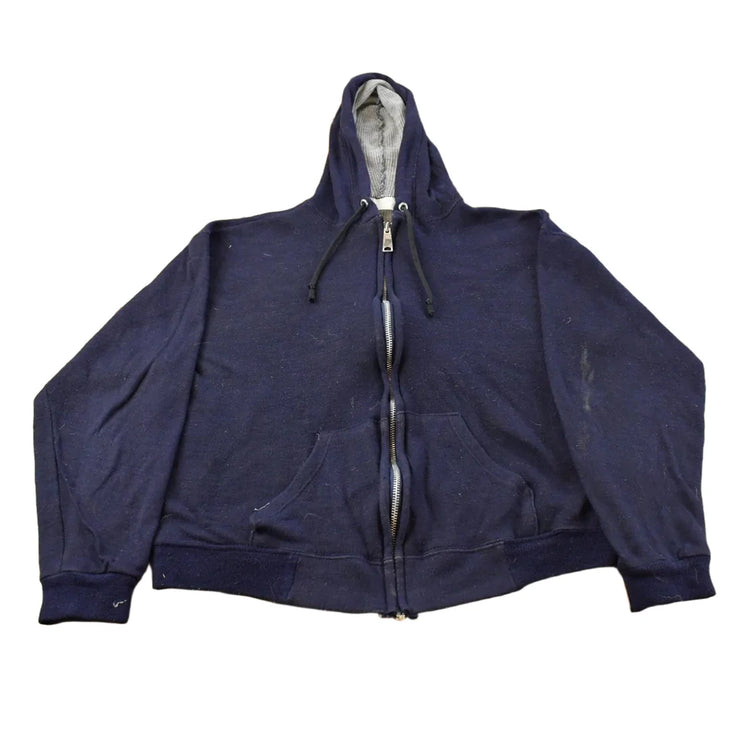 Vintage 1970s Thermal Lined Blank Full Zip Hoodie Sweatshirt Men's M from propervintagecanada