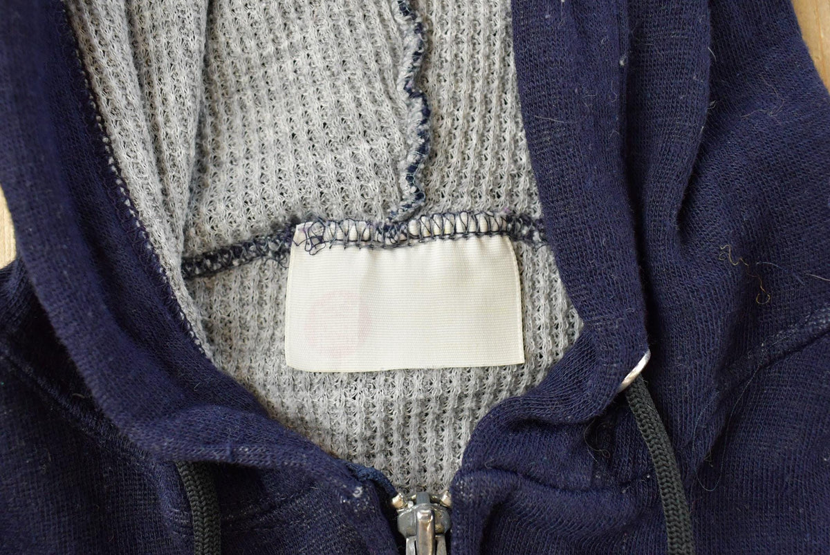Vintage 1970s Thermal Lined Blank Full Zip Hoodie Sweatshirt Men's M from propervintagecanada