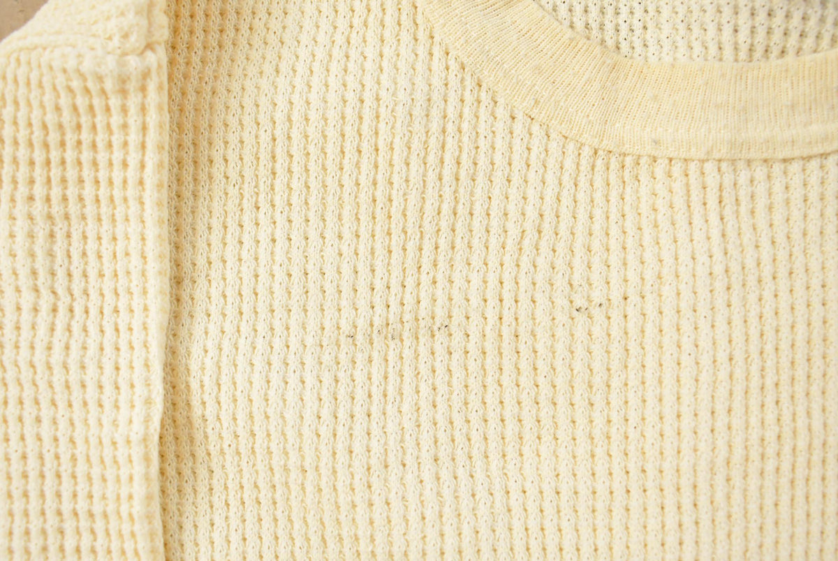 Vintage 1970s Thermal Waffle Knit Long Sleeve Shirt Men's M-L from propervintagecanada