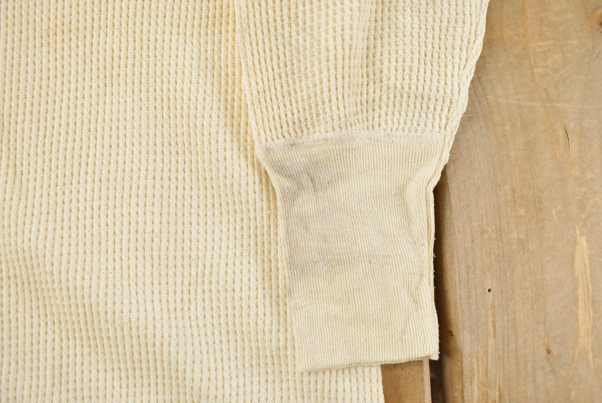 Vintage 1970s Thermal Waffle Knit Long Sleeve Shirt Men's M-L from propervintagecanada