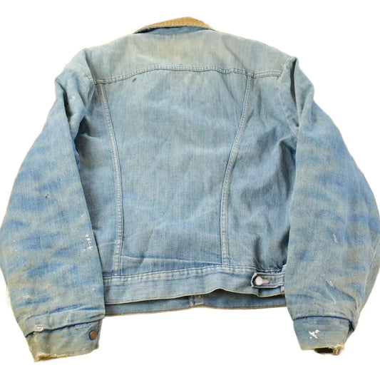 Vintage 1970s Thrashed Wrangler Sherpa Lined Denim Jean Jacket Men's 44 / Vintage Denim / 70s Western Wear / Distressed / True Vintage from propervintagecanada