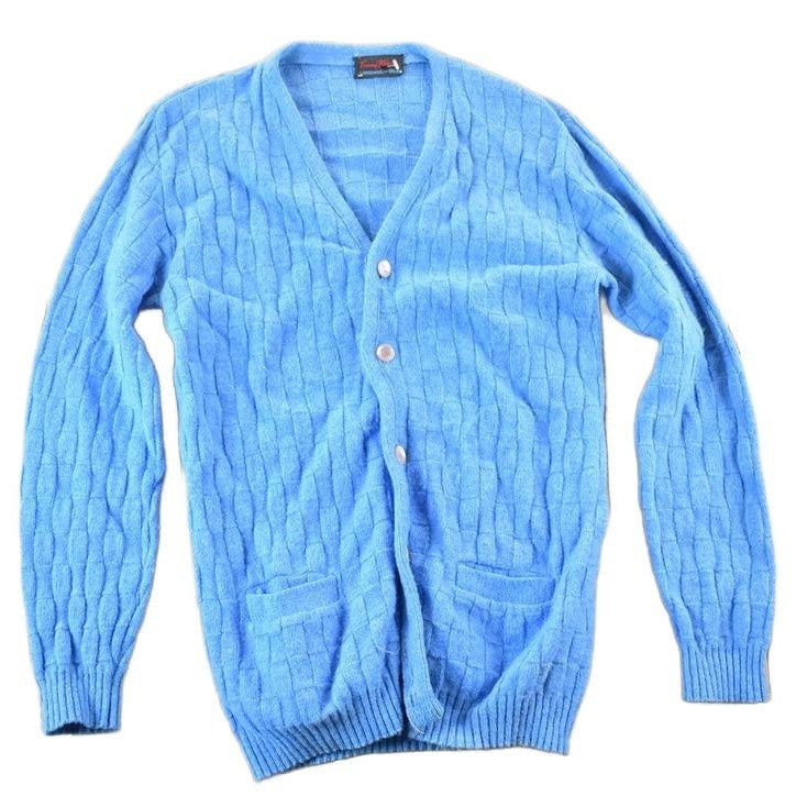 Vintage 1970s Tommy Knight 100% Lambswool Cable Knit Cardigan Sweater Mens M from propervintagecanada