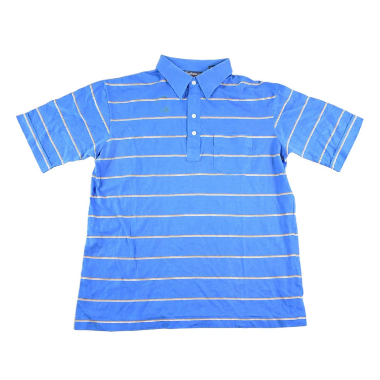 Vintage 1970s Tournament Striped Quarter Button Shirt Men's M from propervintagecanada