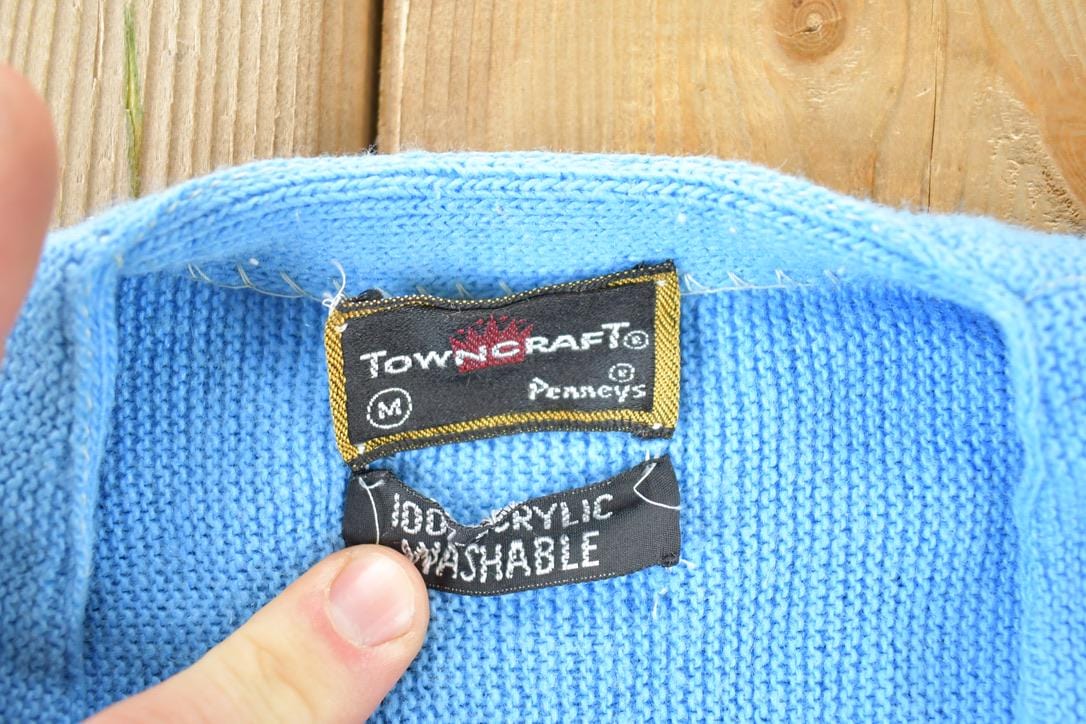 Vintage 1970s Towncraft Knit Perfect Mild Distress Cardigan Sweater Men's Medium from propervintagecanada