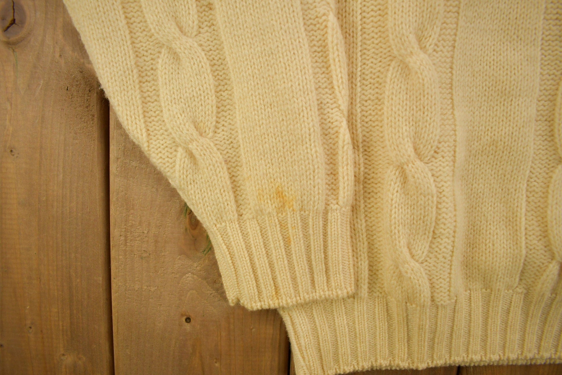 Vintage 1970s Towncraft Penneys Cable Knit Mockneck Sweater from propervintagecanada