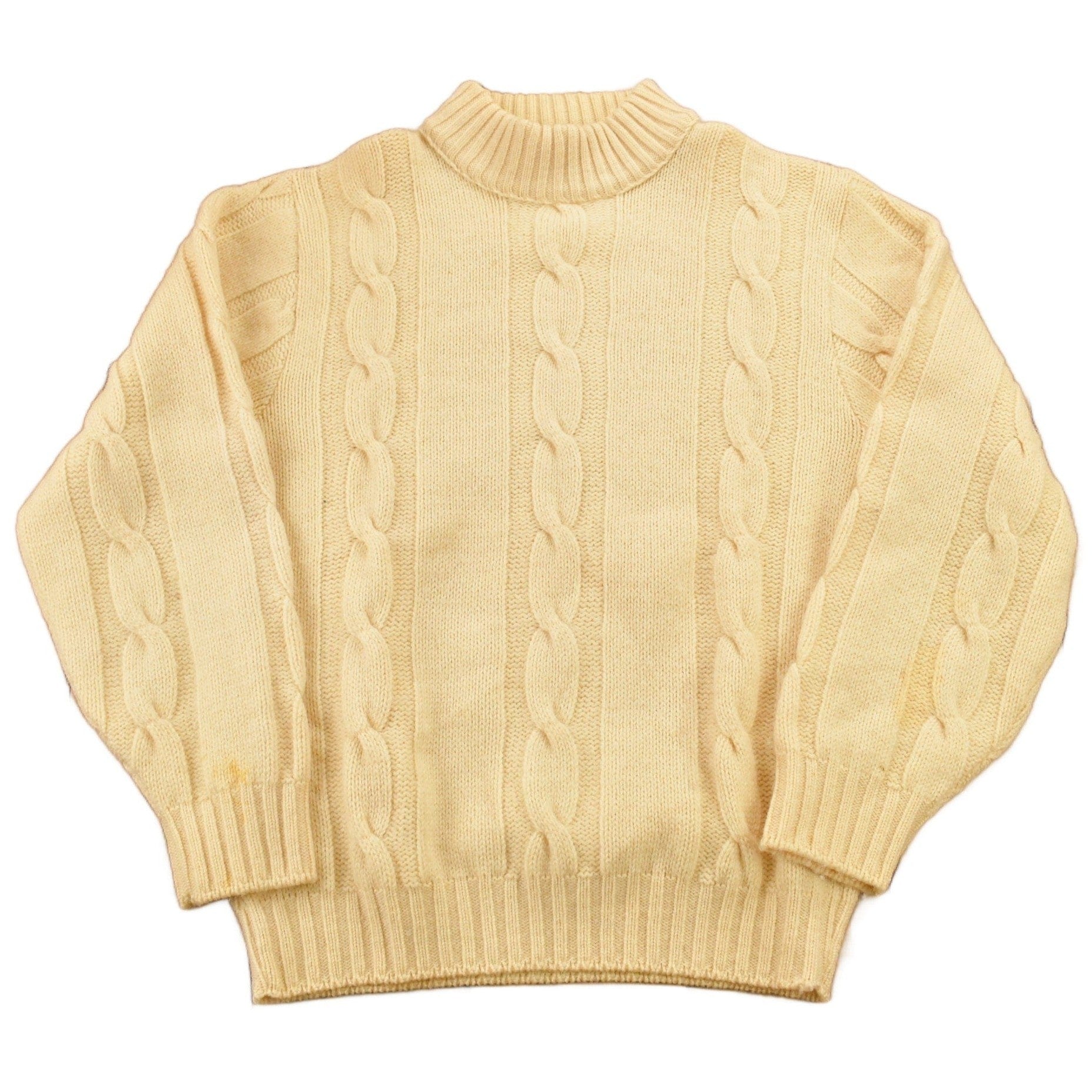 Vintage 1970s Towncraft Penneys Cable Knit Mockneck Sweater from propervintagecanada