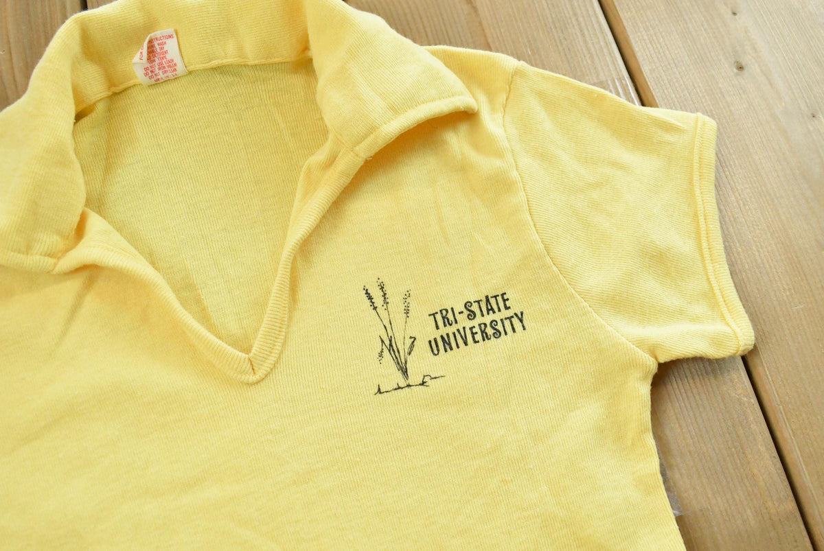 Vintage 1970s Tri-State University Polo Shirt Womens XS from propervintagecanada