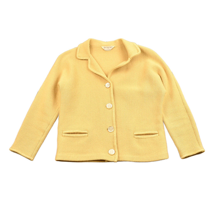 Vintage 1970s Tricotsport Pure Wool Muted Yellow Cardigan Sweater Women's S from propervintagecanada