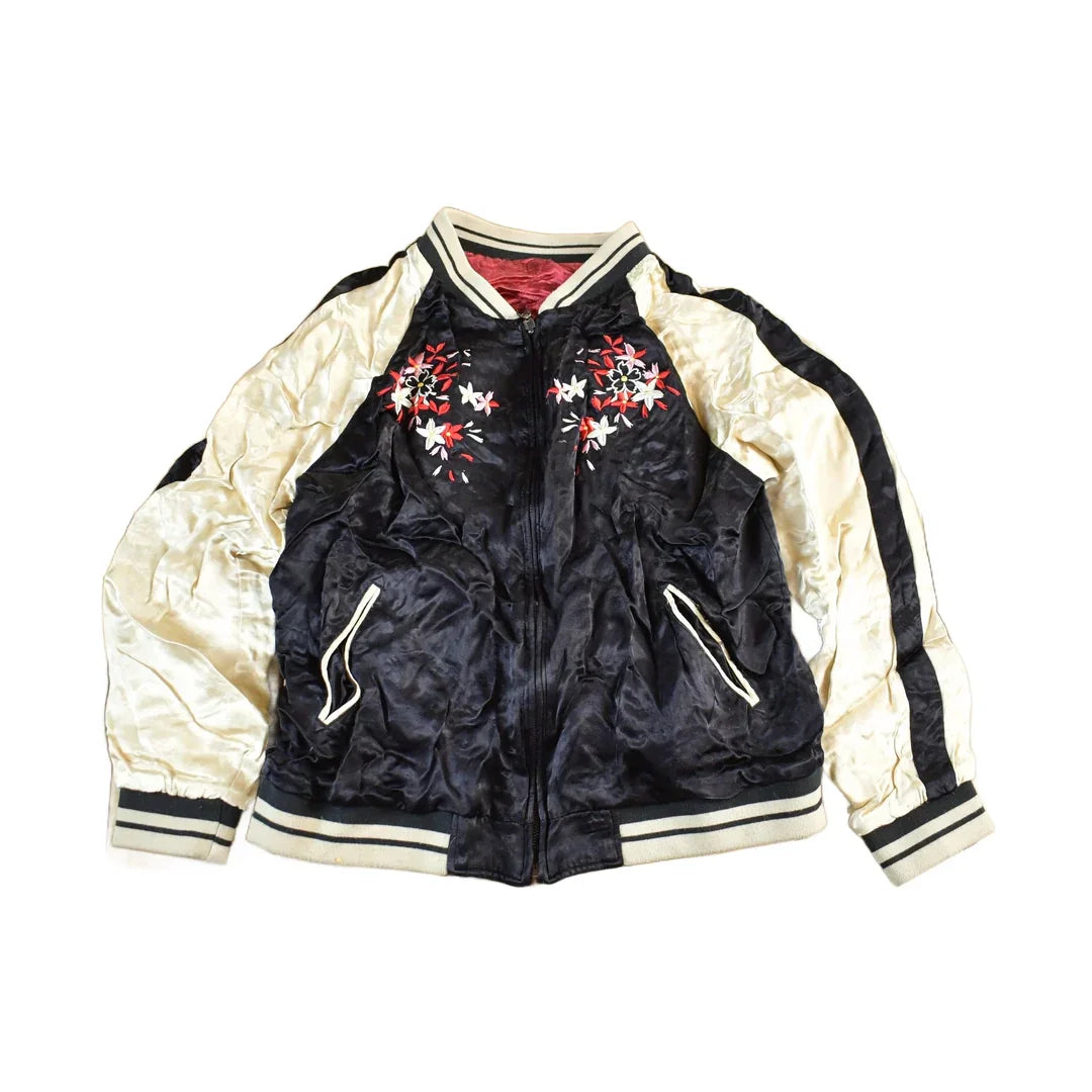 Vintage 1970s USA Korean Sukajan Souvenir Bomber Jacket Adult XS from propervintagecanada