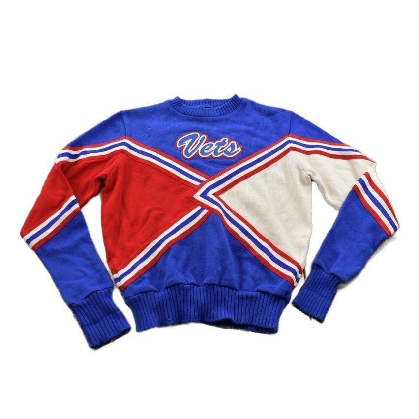 Vintage 1970s Vets Cheerleading Abstract Knitted Crewneck Sweater Men's Small from propervintagecanada