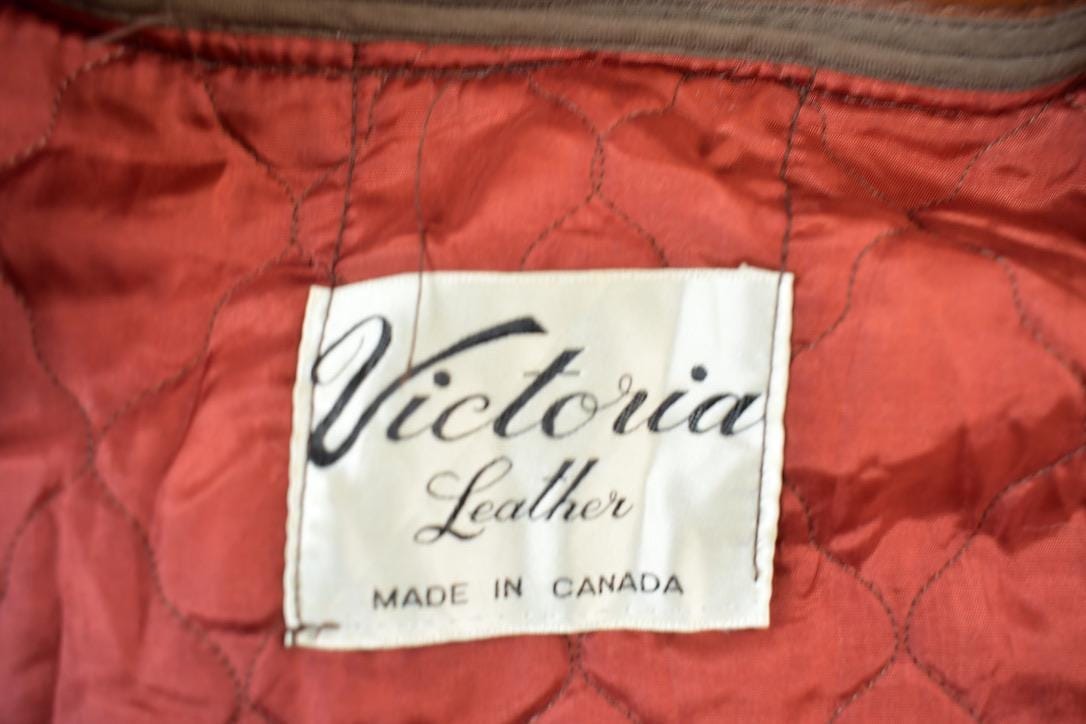 Vintage 1970s Victoria Leather Full Length Coat Men's Large from propervintagecanada