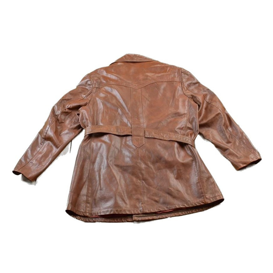 Vintage 1970s Victoria Leather Full Length Coat Men's Large from propervintagecanada