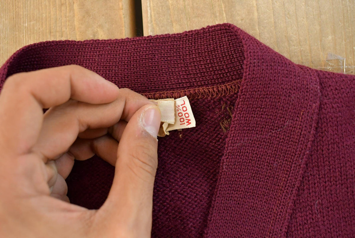 Vintage 1970s Wallachs Wool Knit Cardigan Sweater Men's Large from propervintagecanada