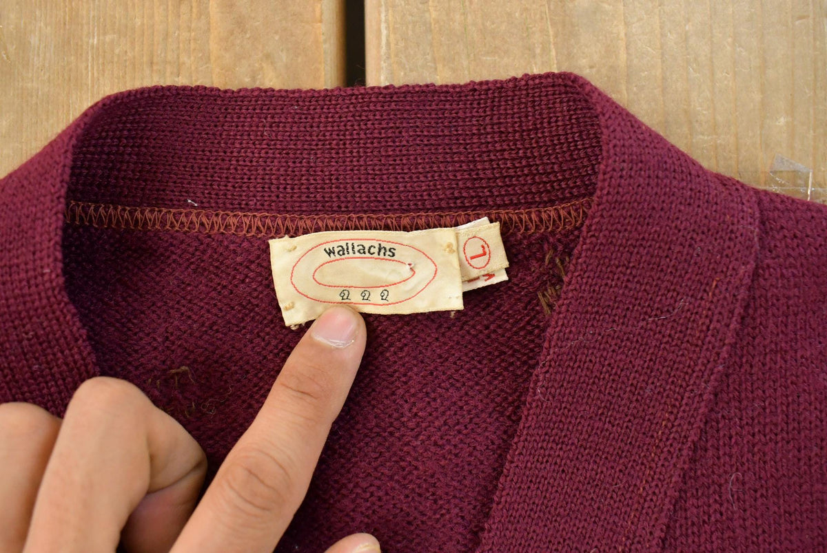 Vintage 1970s Wallachs Wool Knit Cardigan Sweater Men's Large from propervintagecanada