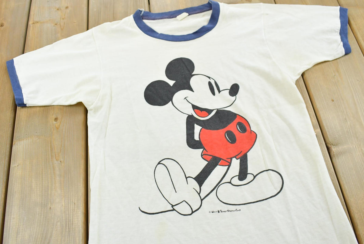Vintage 1970s Walt Disney Mickey Mouse Graphic Ringer T-Shirt Mens XS from propervintagecanada