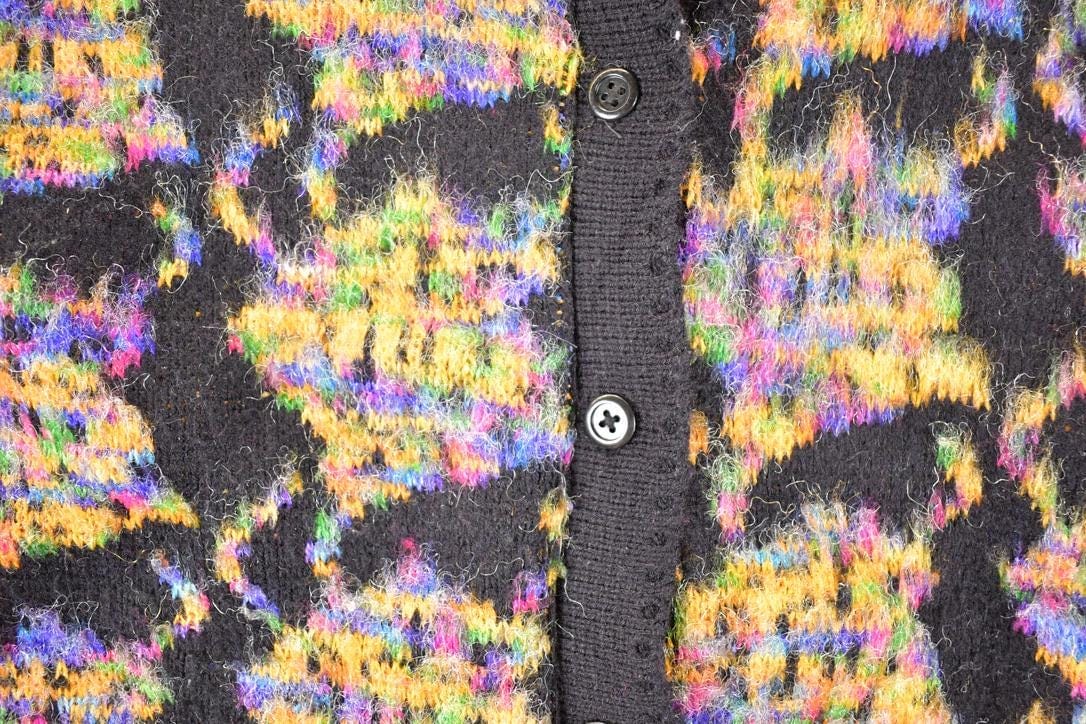 Vintage 1970s Wani Oswal Abstract Wool Knit Cardigan Sweater Women's S from propervintagecanada