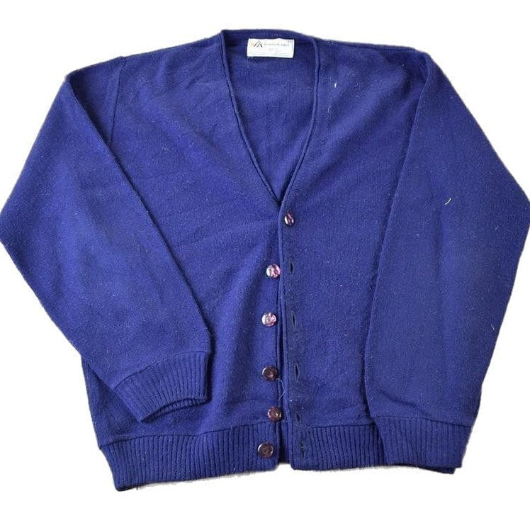 Vintage 1970s Warren Knit Perfect Mild Distress Cardigan Sweater Men's S from propervintagecanada