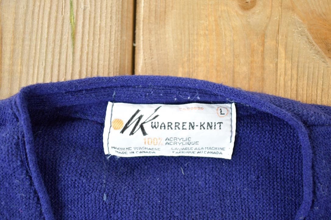 Vintage 1970s Warren Knit Perfect Mild Distress Cardigan Sweater Men's S from propervintagecanada