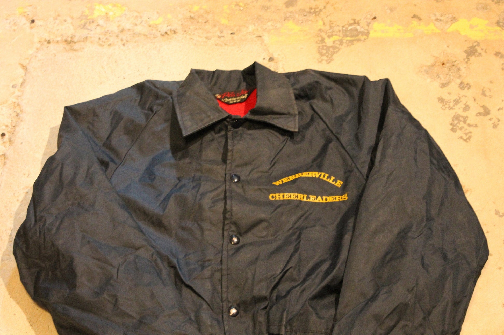 Vintage 1970s Webberville Cheerleaders Pla-Jac By Dunbrooke Fleece Lined Windbreaker Men's S from propervintagecanada