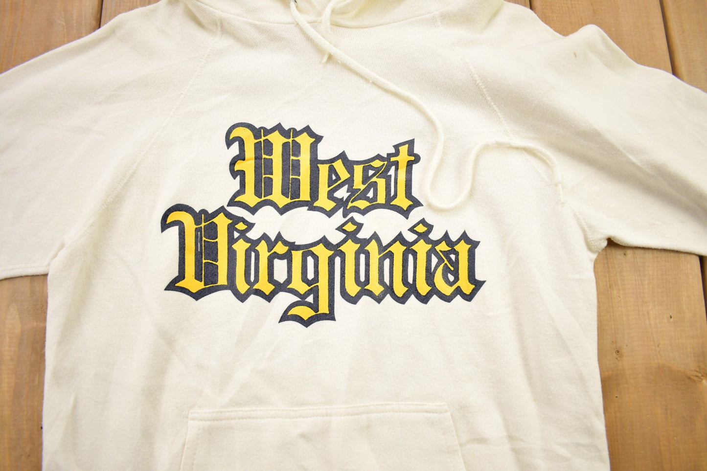 Vintage 1970s West Virginia University Collegiate Raglan Hoodie Men's S from propervintagecanada