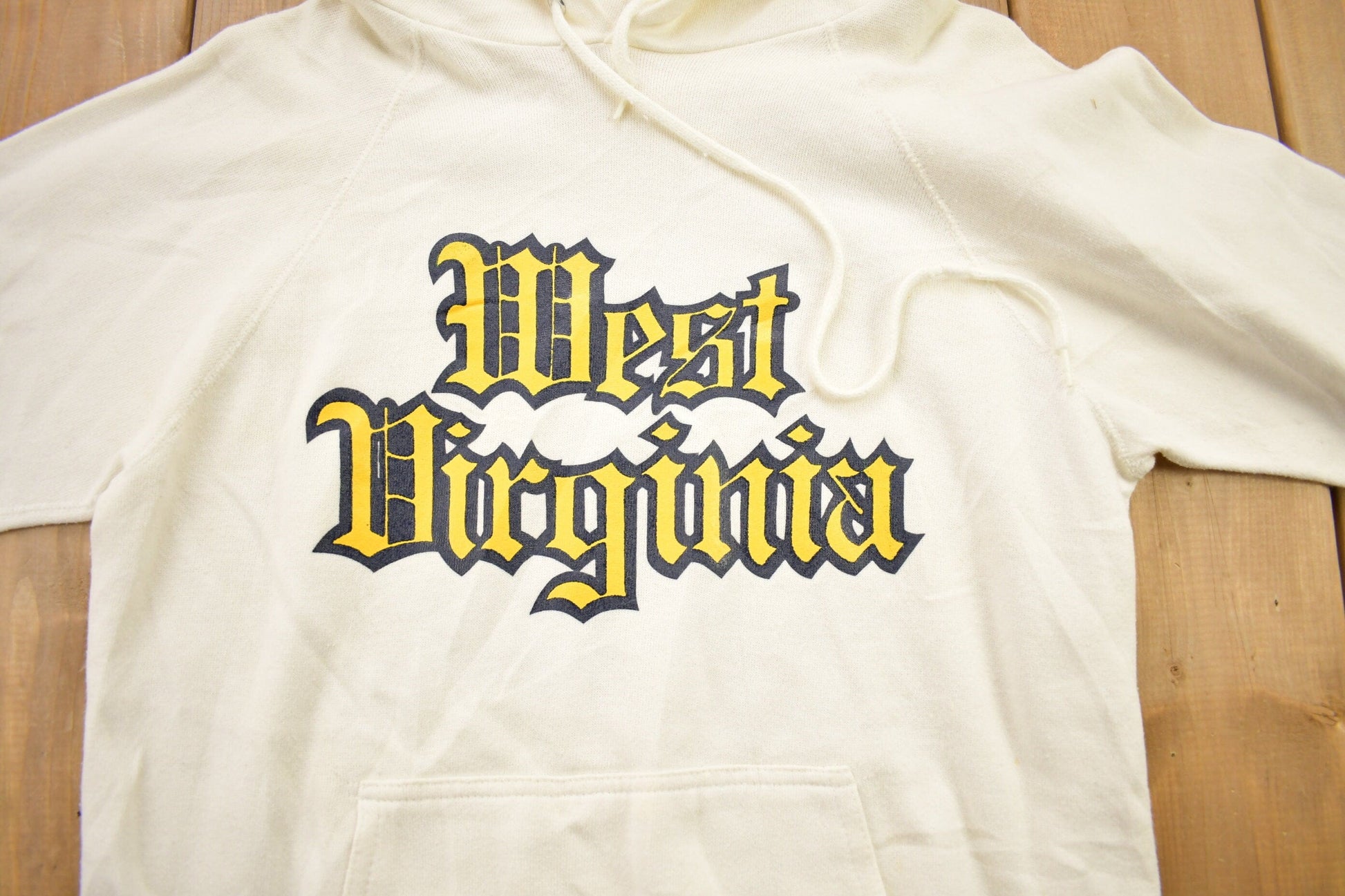 Vintage 1970s West Virginia University Collegiate Raglan Hoodie Men's S from propervintagecanada