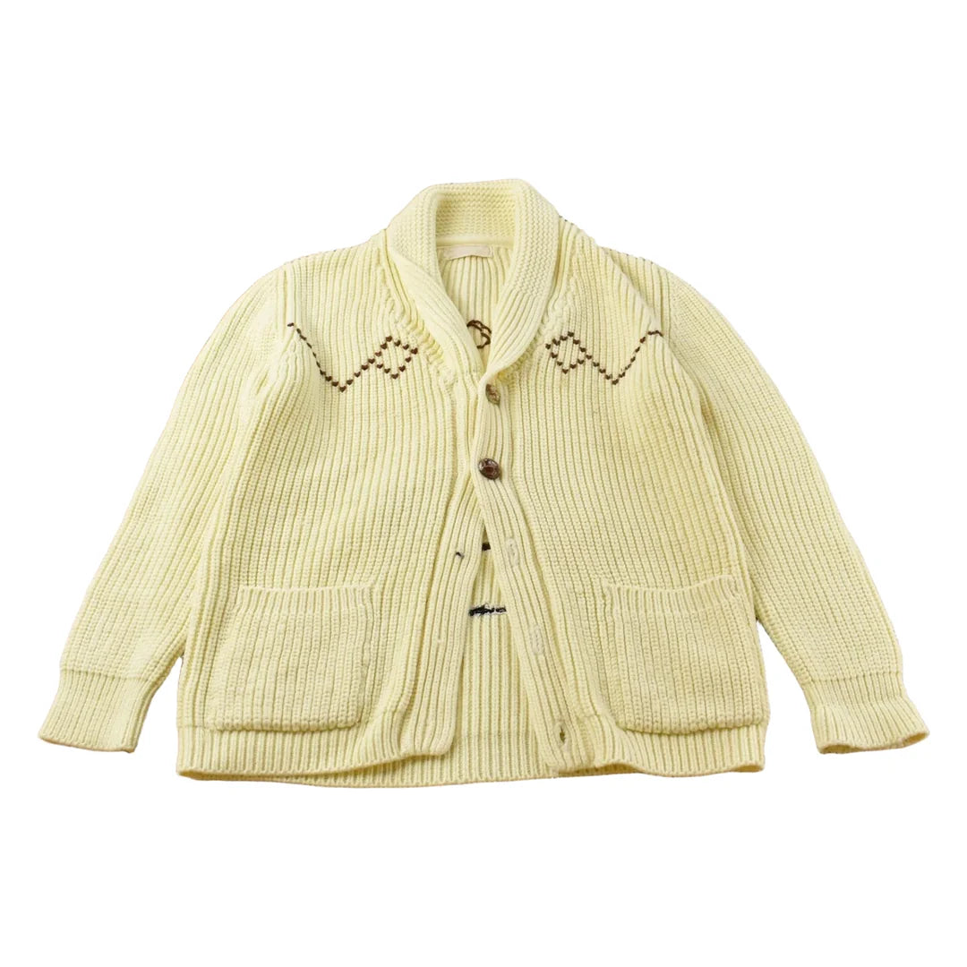 Vintage 1970s Western Cowboy Cowichan Knit Cardigan Sweater Men's M from propervintagecanada