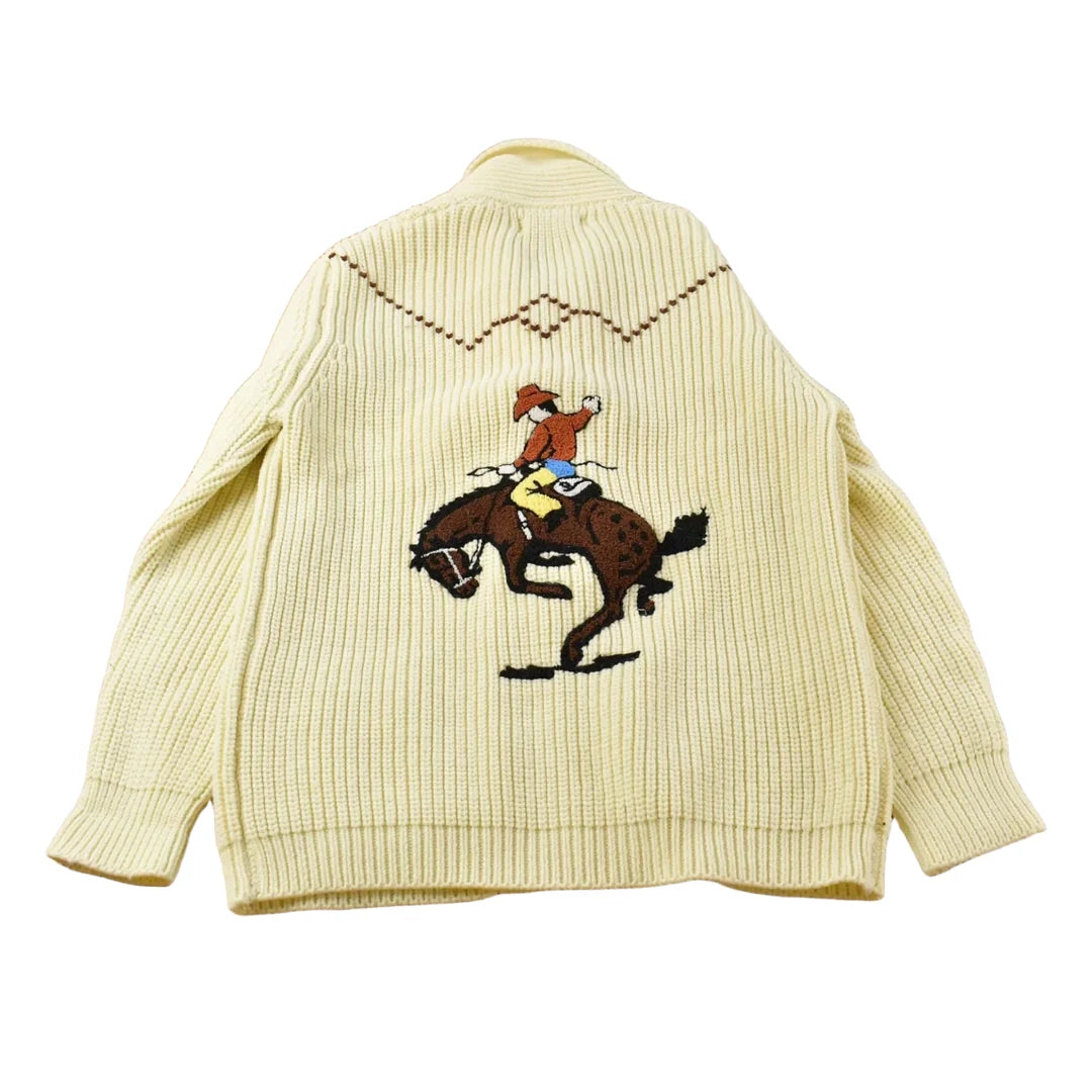 Vintage 1970s Western Cowboy Cowichan Knit Cardigan Sweater Men's M from propervintagecanada