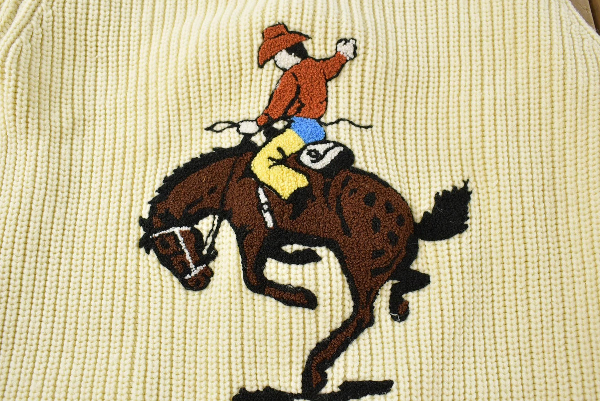 Vintage 1970s Western Cowboy Cowichan Knit Cardigan Sweater Men's M from propervintagecanada