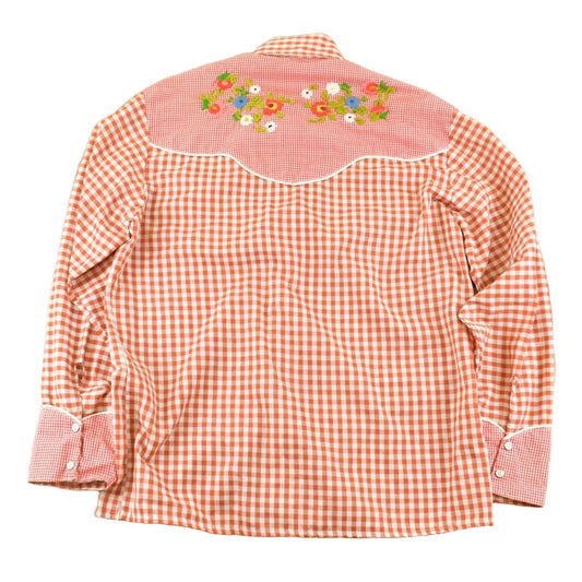 Vintage 1970s Western Floral Plaid Button Up Shirt Women's M from propervintagecanada