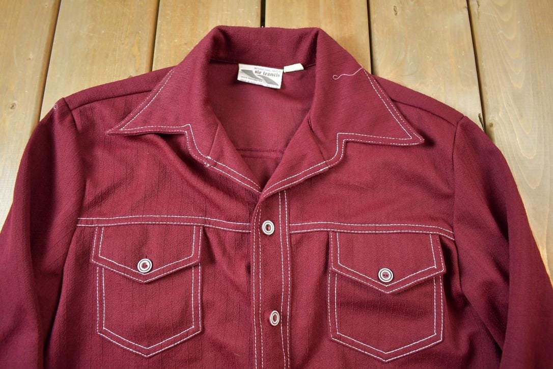 Vintage 1970s Western Style Pointed Collar Button Up Light Jacket Men's Medium from propervintagecanada