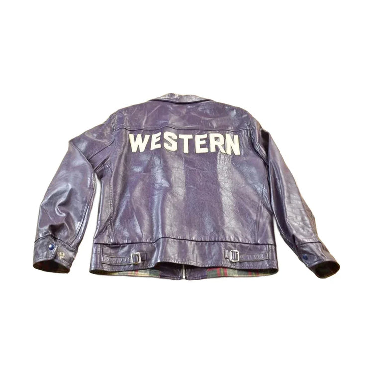 Vintage 1970s Western University Leather Varsity Jacket Men's Medium from propervintagecanada