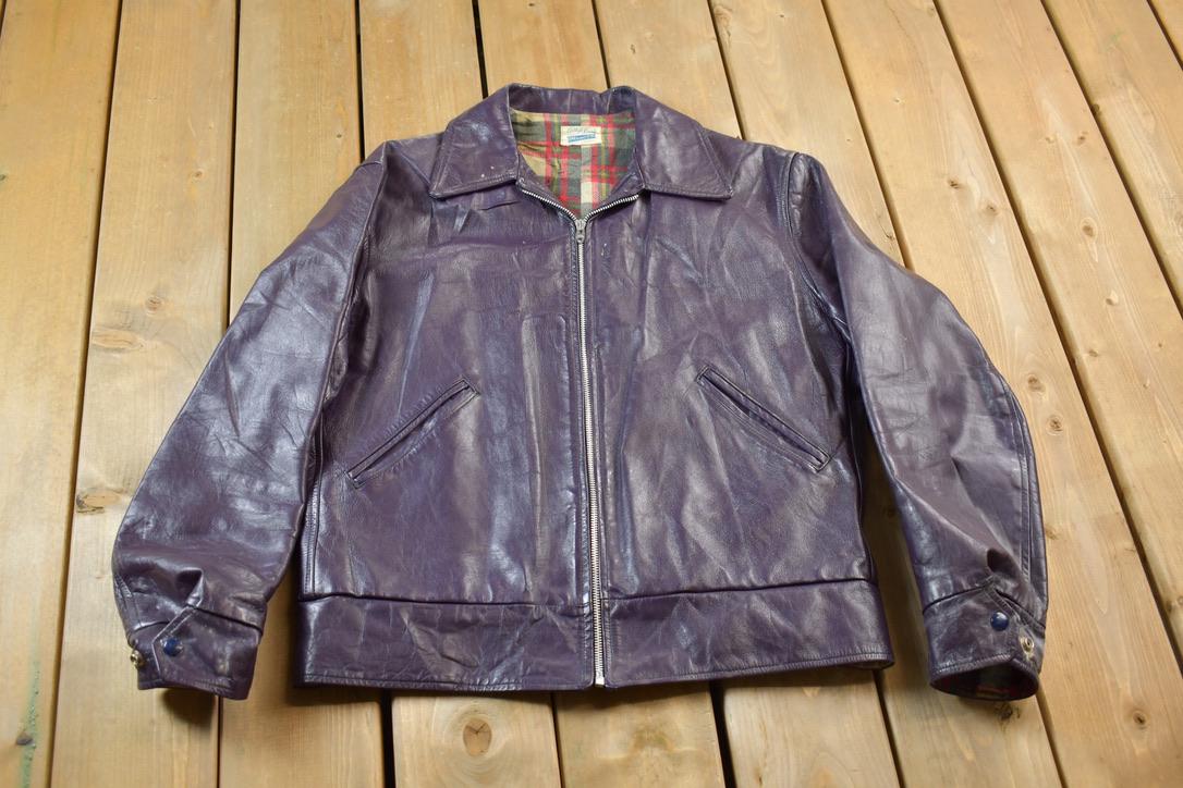 Vintage 1970s Western University Leather Varsity Jacket Men's Medium from propervintagecanada