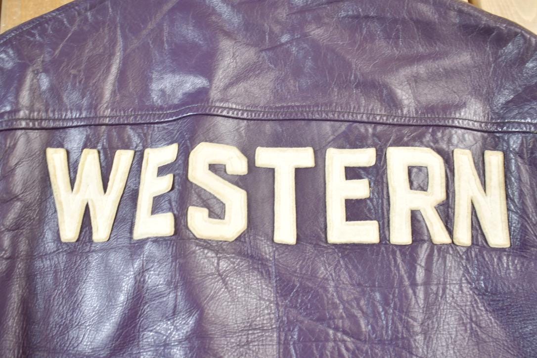 Vintage 1970s Western University Leather Varsity Jacket Men's Medium from propervintagecanada