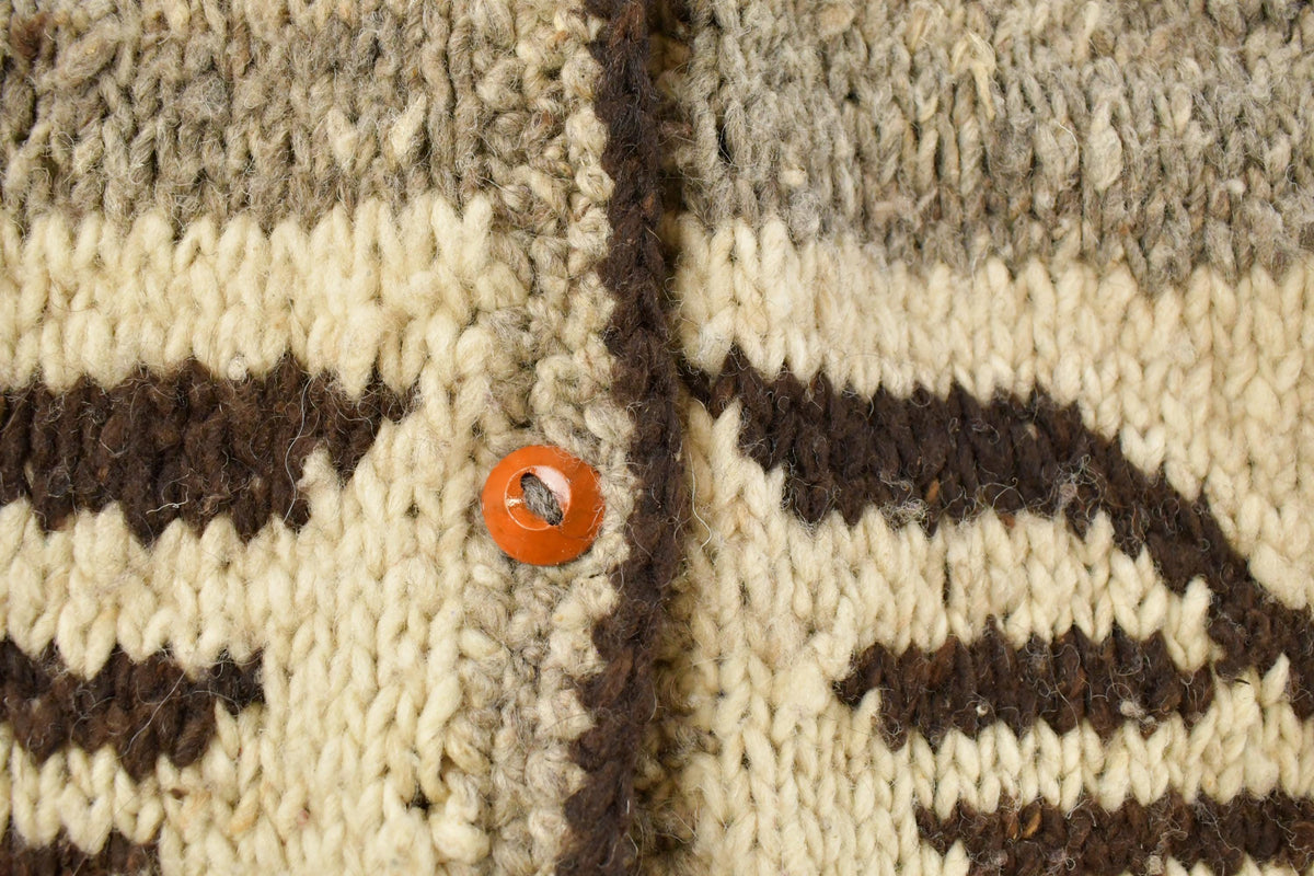 Vintage 1970s Wild & Wooly Hand-Knit Eagle Cardigan Cowichan Sweater Men's XL from propervintagecanada