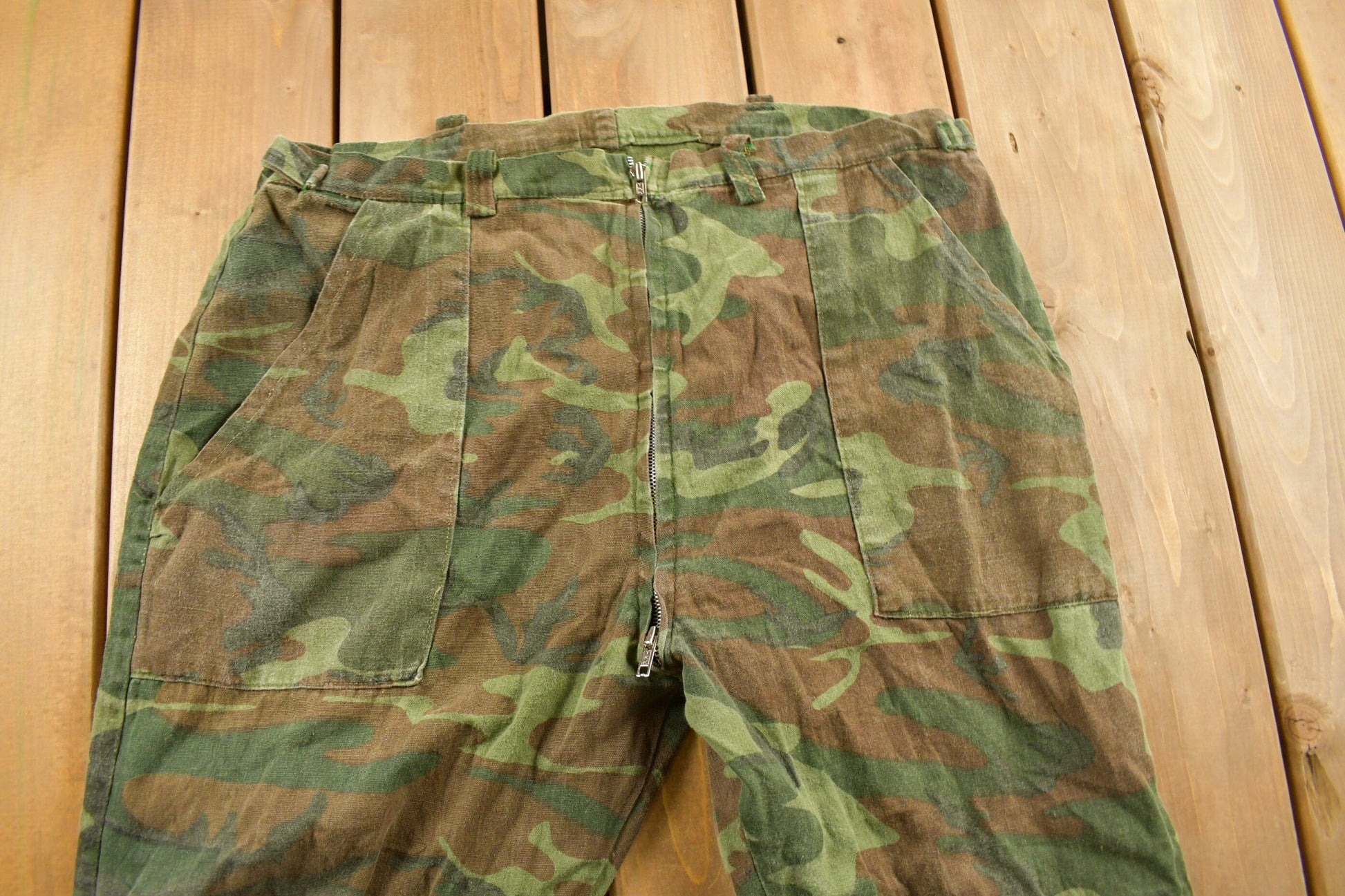 Vintage 1970s Woodland Camouflage Hunting Pants Men's 38 x 27 from propervintagecanada