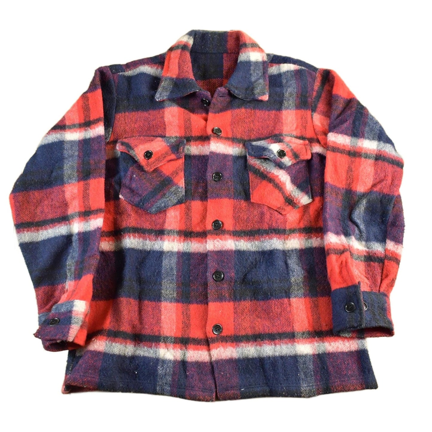 Vintage 1970s Wool Flannel Shirt Jacket Men's M-L / Shacket True Vintage / 70s Plaid Outdoors / Flannel Jacket / Button Up from propervintagecanada