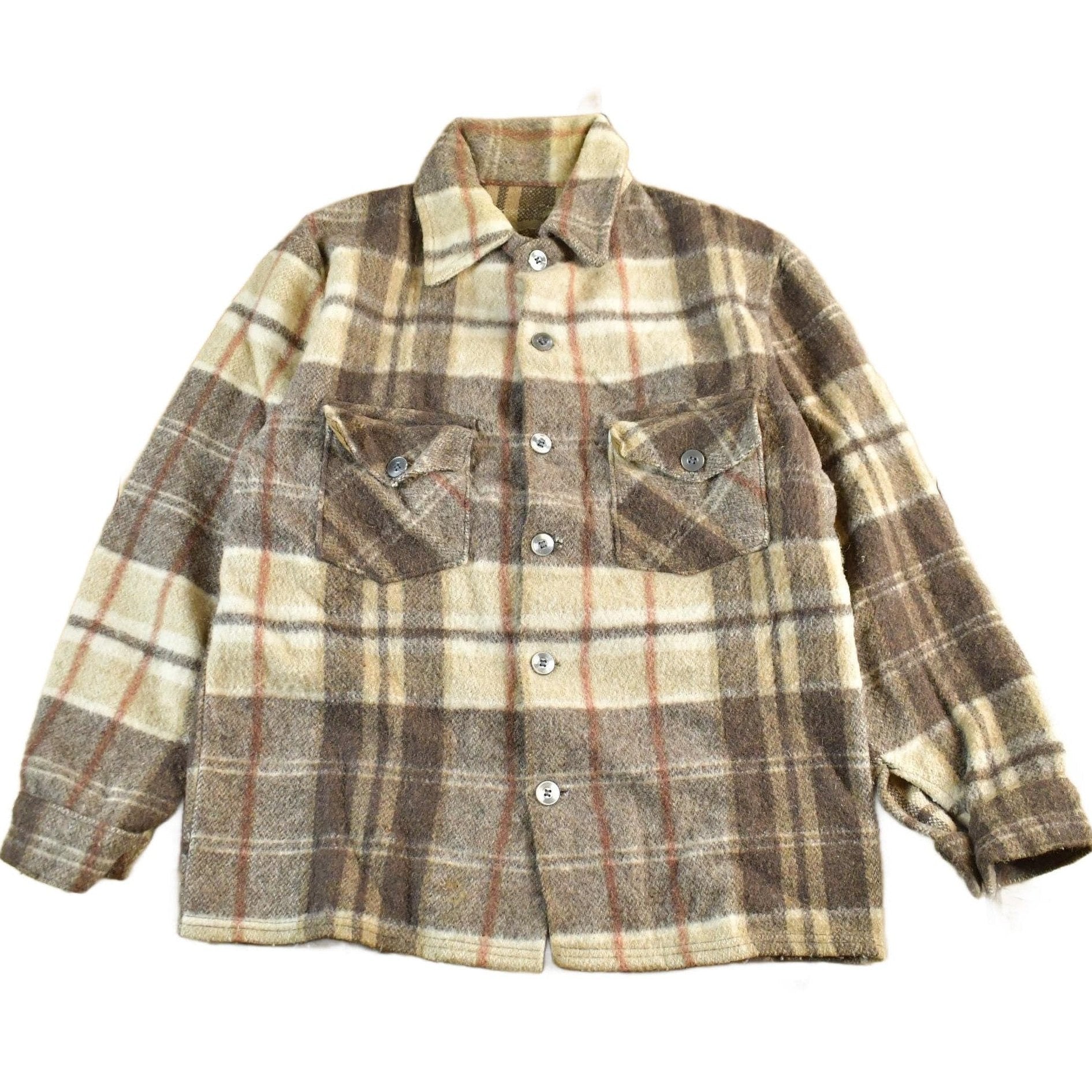 Vintage 1970s Wool Flannel Shirt Jacket Men's S-M / Shacket True Vintage / 70s Plaid Outdoors / Flannel Jacket / Button Up from propervintagecanada
