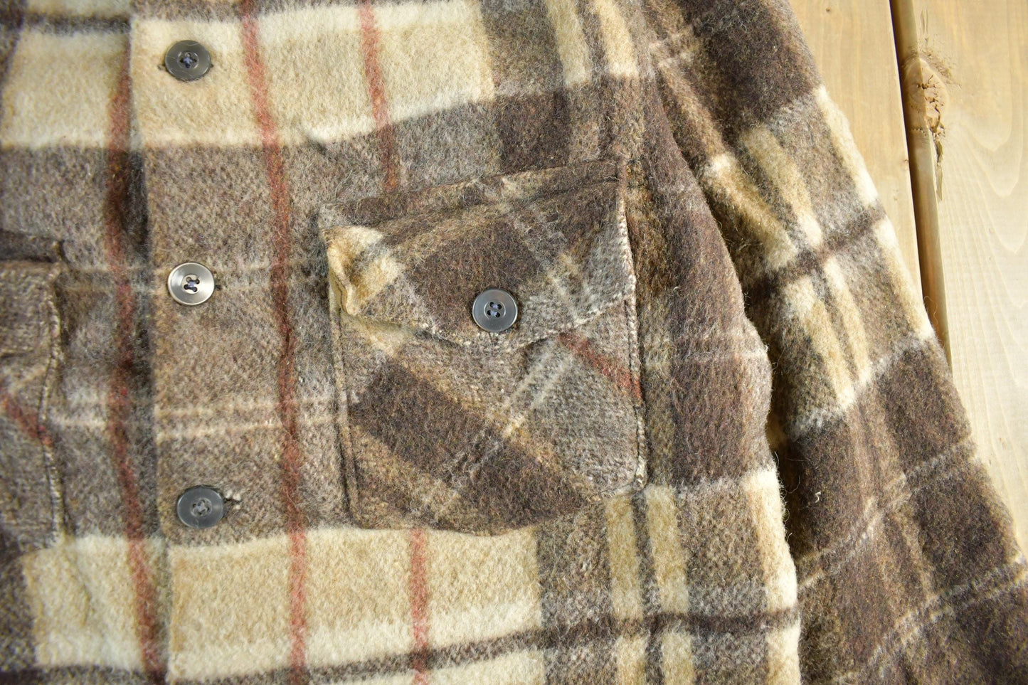 Vintage 1970s Wool Flannel Shirt Jacket Men's S-M / Shacket True Vintage / 70s Plaid Outdoors / Flannel Jacket / Button Up from propervintagecanada