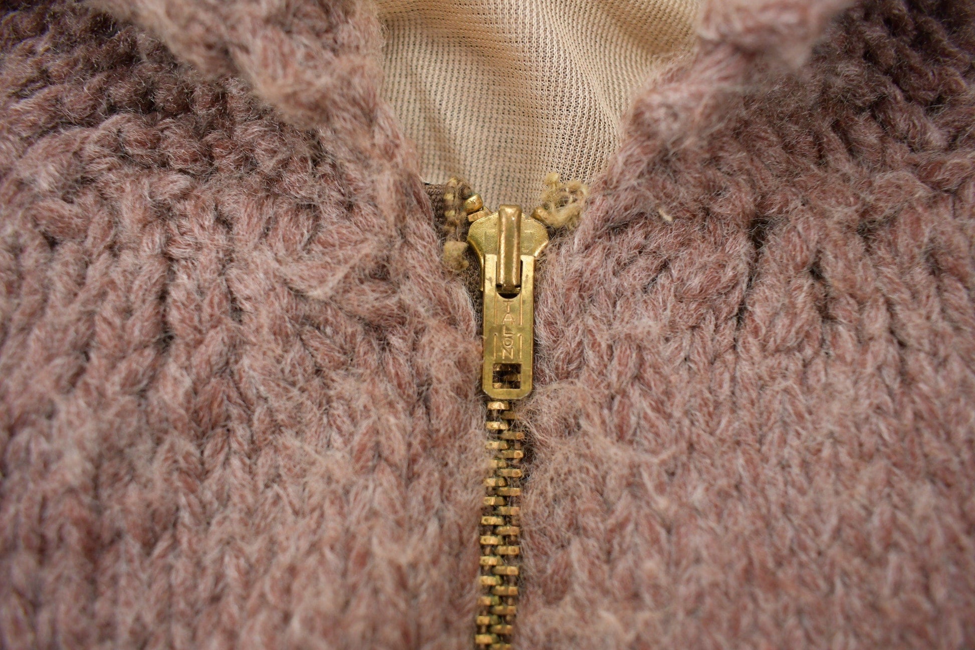 Vintage 1970s Wool Full Zip Knit Sweater Men's 2XL from propervintagecanada