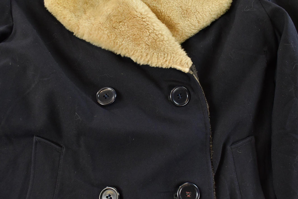 Vintage 1970s Wool Fur Collar Trench Coat Men's Large from propervintagecanada