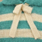 Vintage 1970s Wool Knit Bow Tie Green Beige Stripe Sweater Men's S from propervintagecanada