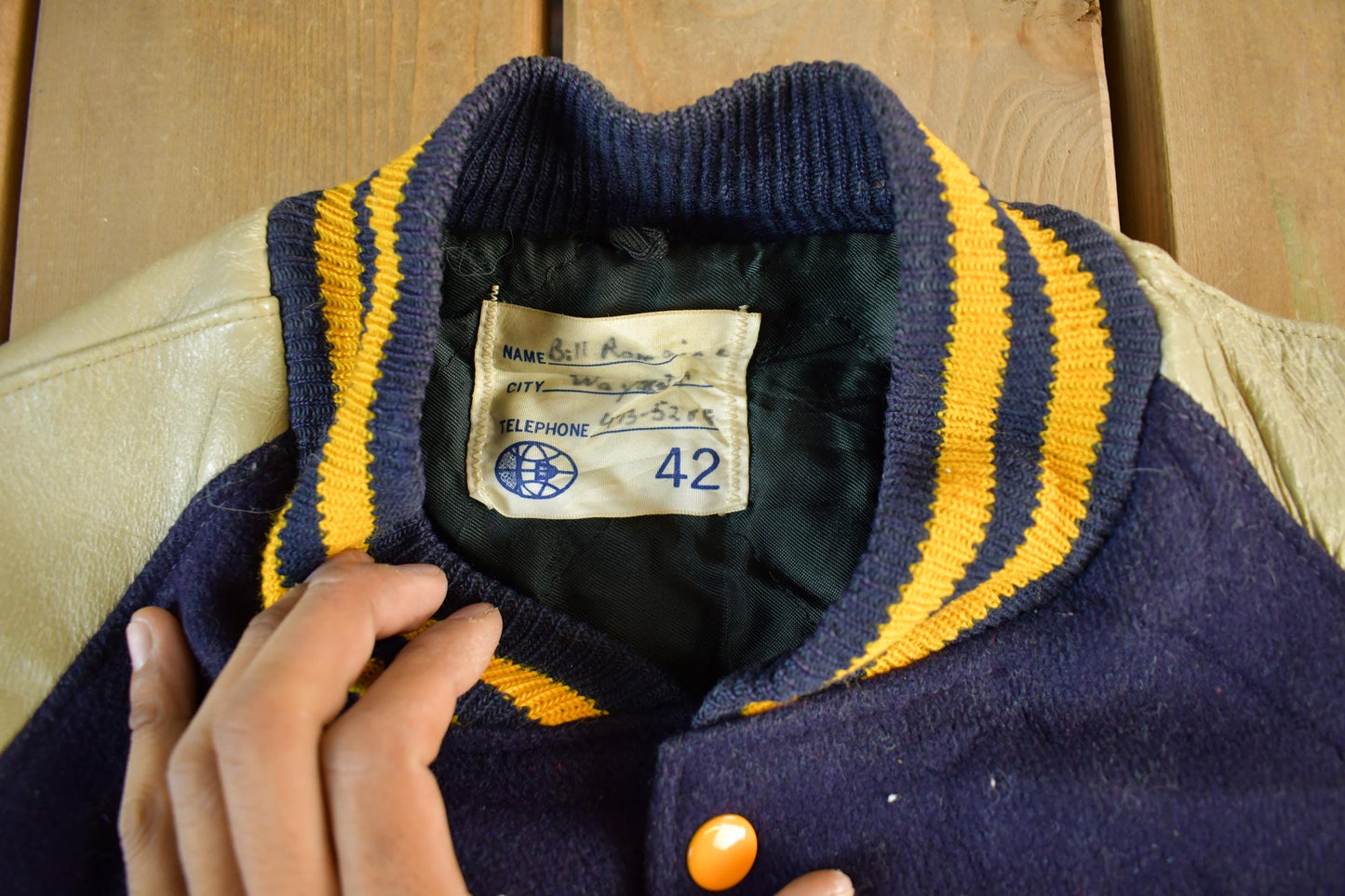 Vintage 1970s Wool Letterman Jacket: Leather Sleeves Men's Medium from propervintagecanada