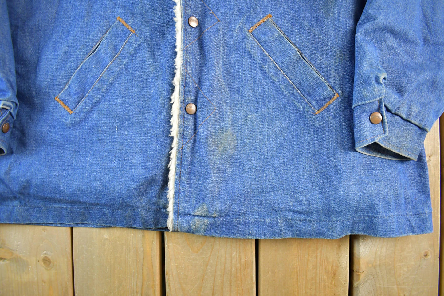 Vintage 1970s Wrangler Sherpa Lined Denim Jean Jacket Men's 2XL from propervintagecanada