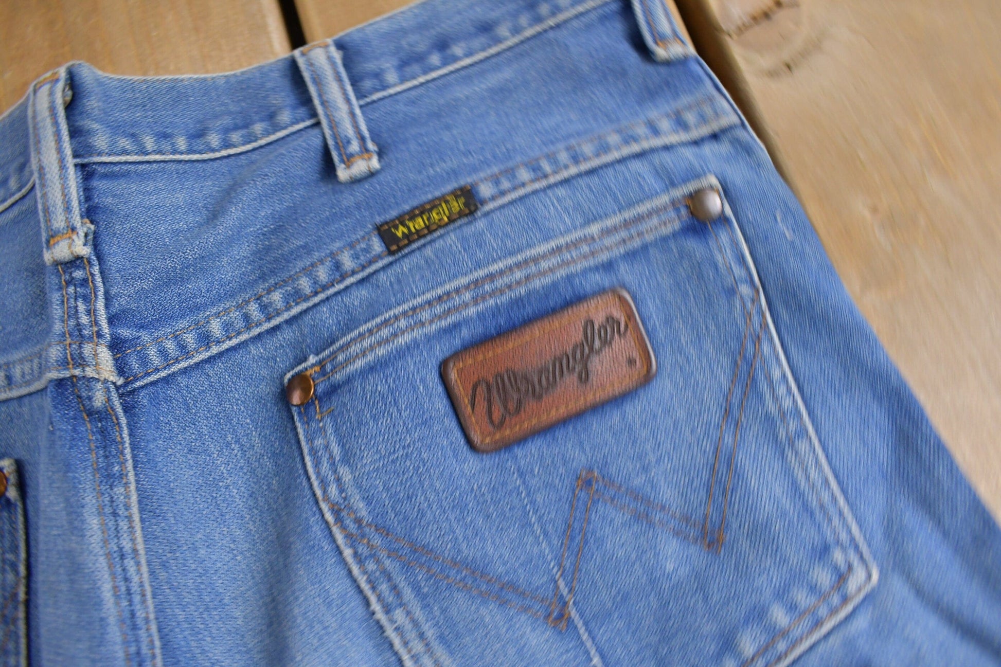 Vintage 1970s Wrangler Western Style Denim Jeans Men's 34 x 28 from propervintagecanada