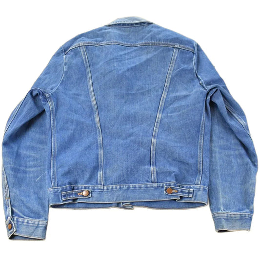 Vintage 1970s Wrangler Workwear Distressed Denim Trucker Jean Jacket Men's S from propervintagecanada